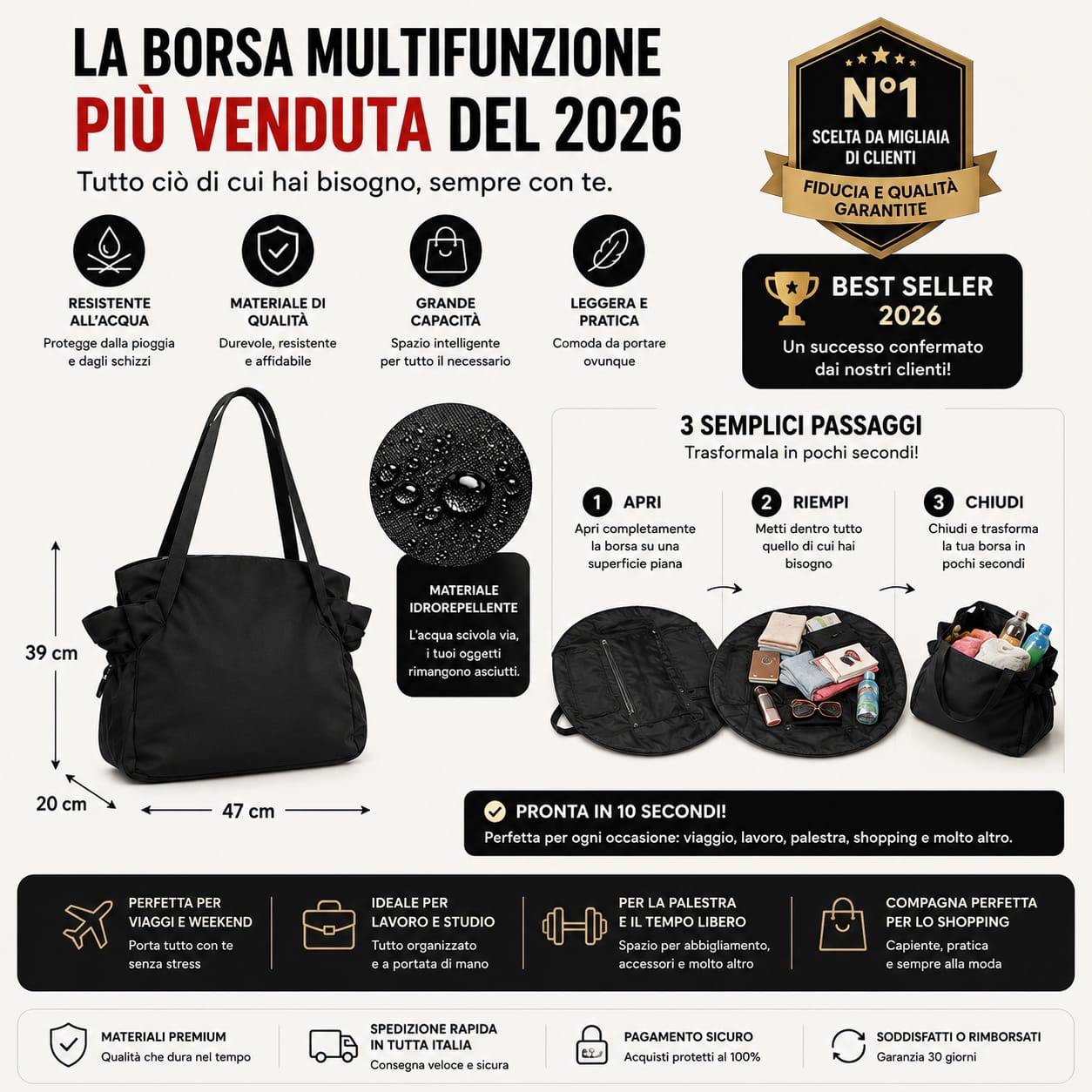Borsa Multifunzione 2 in 1 LORVELLI – dettaglio